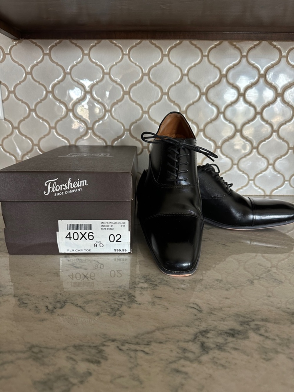 Florsheim Black Cap-Toe Derby Dress Shoes